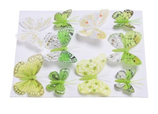 Motyl na klipie 8cm/5cm 10szt. mix zielono/żółty | 173CANA8145