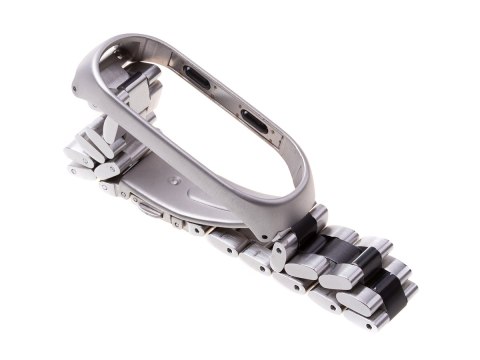 Pasek opaska Xiaomi Mi Band 3/ Xiaomi Mi Band 4 - srebrno czarna