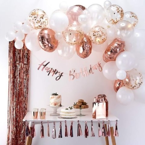 Girlanda balonowa 63 balonów - rose gold