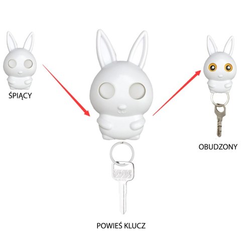 Wieszak na klucze- biały królik