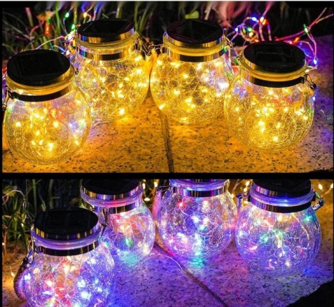 Lampion solarny ogrodowy/ Wisząca lampka LED solarna - rozmiar L, światło białe