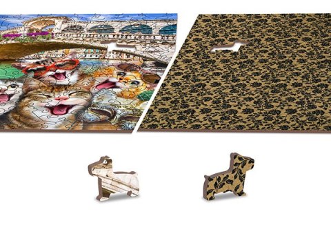 Drewniane Puzzle z figurkami - Kotki w Wenecji rozm. S, 75 elementów