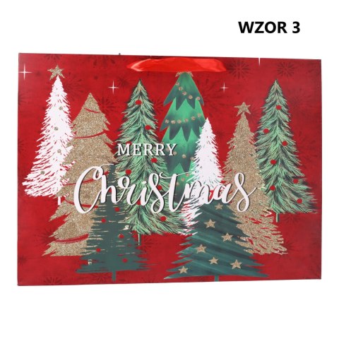 Torebka na prezent świąteczna "Happy Holidays" 42x12x31 cm Mix wzorów