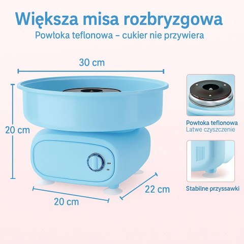 Maszyna Do Waty Cukrowej Niebieska Elektryczna Domowa + Zestaw