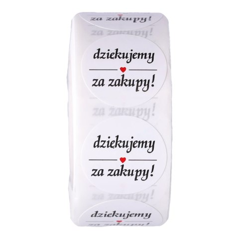 Ozdobne naklejki okrągłe Dziękujemy za zakupy 500szt - czarny napis