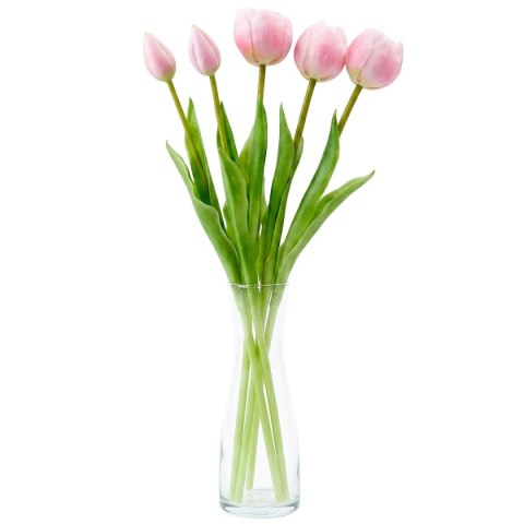 BUKIET 5 TULIPANÓW PIWONIOWYCH RÓŻOWYCH 39CM JAK ŻYWYCH DEKORACJA WIOSENNA