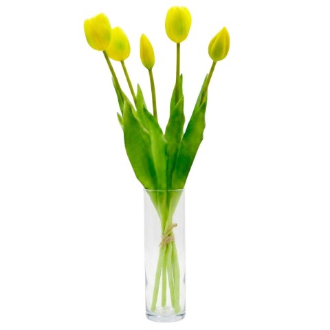 BUKIET 5 TULIPANÓW ŻÓŁTYCH 39CM JAK ŻYWYCH DEKORACJA WIOSENNA