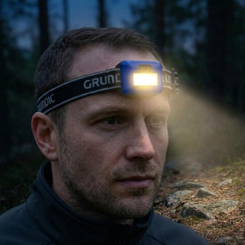 LATARKA CZOŁOWA TURYSTYCZNA LED COB GRUNDIG NIEBIESKA