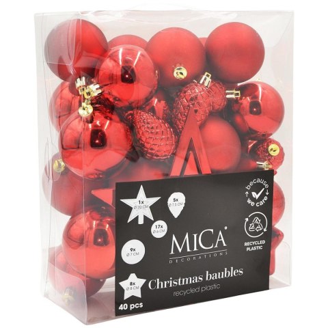 BOMBKA DEKORACYJNA PLASTIKOWA BEZPIECZNA 40SZT CZERWONY MICA