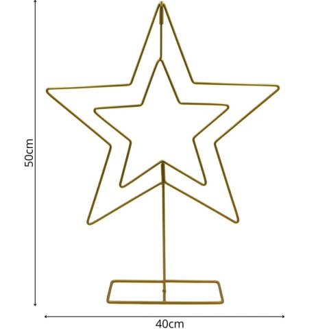 GWIAZDA DEKORACYJNA STOJAK METALOWA 50CM ZŁOTA MICA