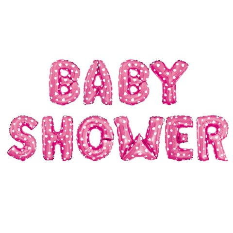Balon foliowy 40cm BABY SHOWER różowe w serca 460213