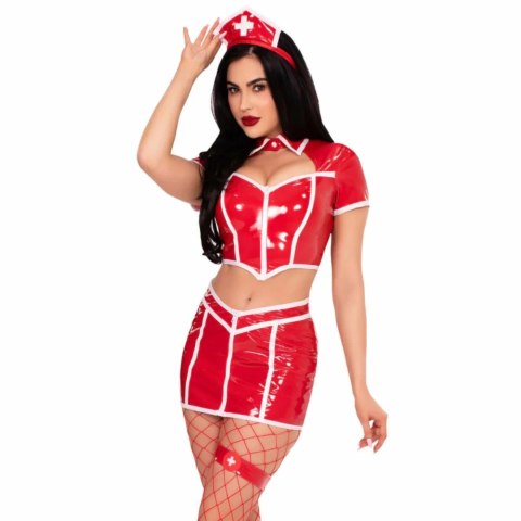 Leg Avenue Red Alert Nurse Costume czerwony komplet przebranie L