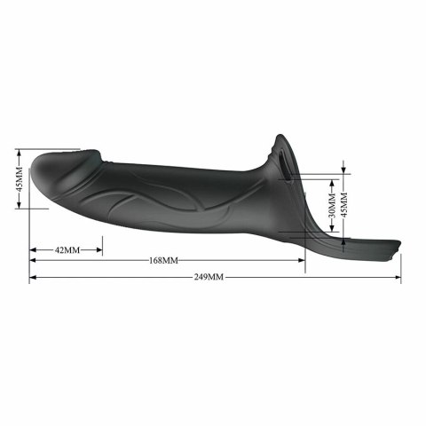 Pretty Love Landon czarny system intymny wibracyjny strap-on 18 cm