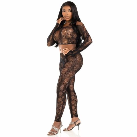 Leg Avenue 89373 Python Crop Top i legginsy czarne, uniwersalny rozmiar