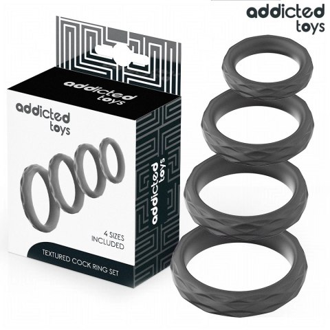 Addicted Toys Zestaw Teksturowanych Pierścieni Silikonowych 4 Rozmiary