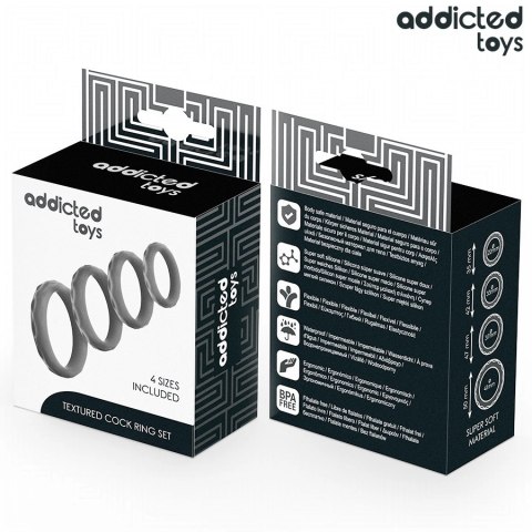 Addicted Toys Zestaw Teksturowanych Pierścieni Silikonowych 4 Rozmiary