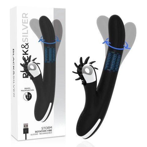 Black & Silver Storm Rotation Vibe silikonowy model rotacyjny USB 24cm