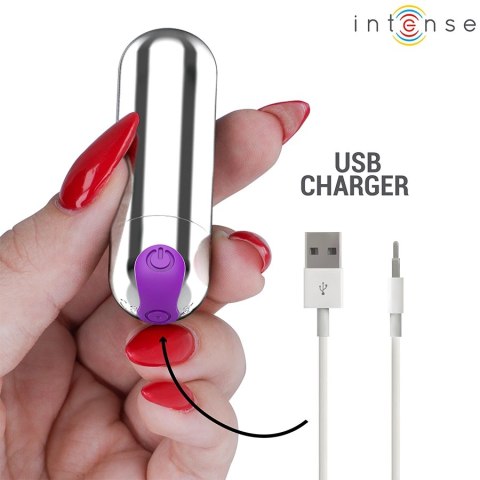 Intense Karen Mini Wibrujący Pocisk USB Srebrny 10 Trybow 8cm