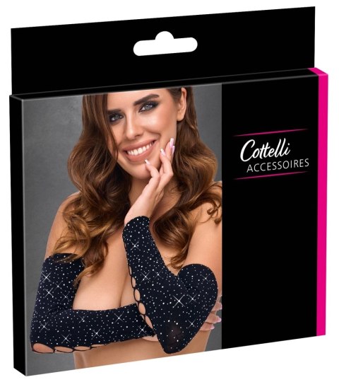 Cottelli ACCESSOIRES Rękawy Gauntlet Czarny z Kryształkami S-L