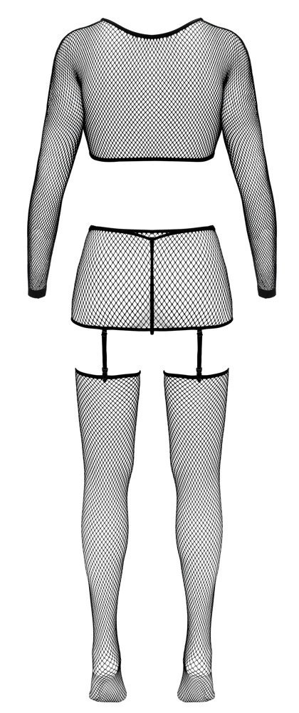 Cottelli Fantasy Set S-L Czarny Komplet Siateczkowy 4-częściowy