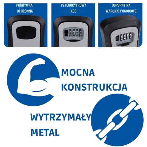 SKRZYNKA SEJF NA KLUCZE NA SZYFR 4 CYFRY KINZO
