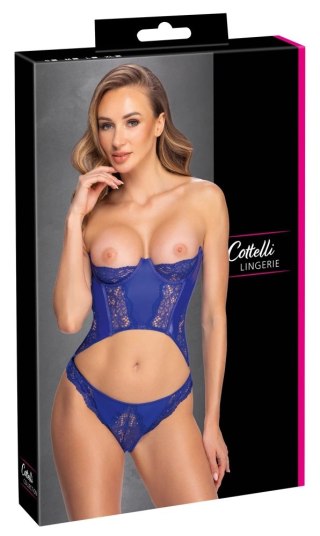 Cottelli Lingerie gorset niebieski L koronkowy z połyskiem