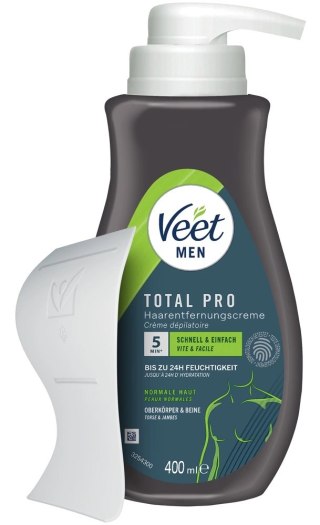 Veet Men Total Pro Krem do depilacji ciała 400 ml z pompką