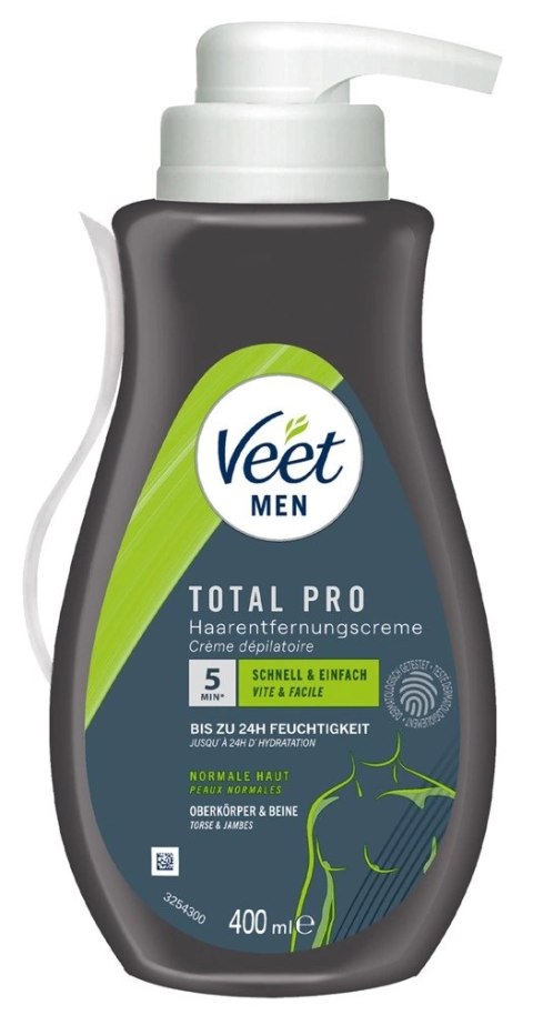 Veet Men Total Pro Krem do depilacji ciała 400 ml z pompką
