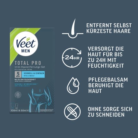 Veet Men TOTAL PRO Zestaw do Depilacji Intymnej 2w1 z Aloesem 150ml