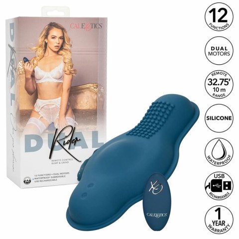 CalExotics Dual Rider Bump & Grind - masażer z podwojnym silnikiem, niebieski