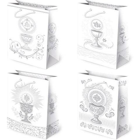 Torebki ozdobne 10szt. T-4L set K10 KOMUNIA SREBRO 16 x 24 x 7,5 cm