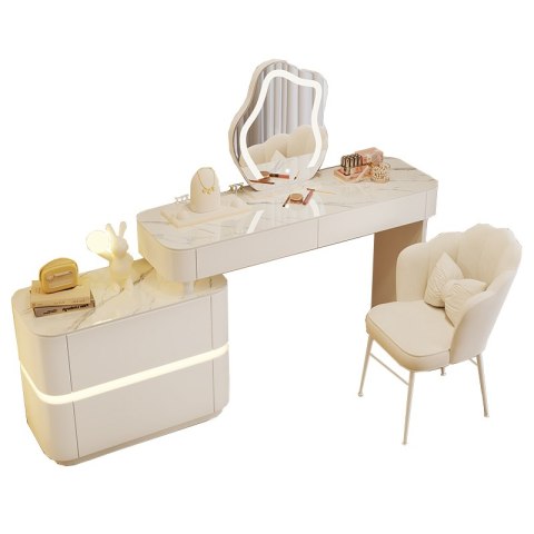 Toaletka kosmetyczna LED/ Komplet mebli blat 100 cm- Lilia - kolor biały