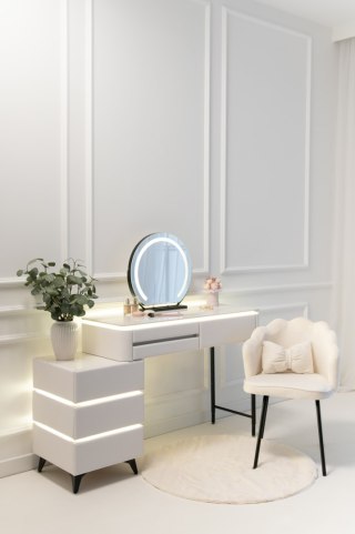 Toaletka kosmetyczna LED Marmurek/ Komplet mebli blat 80 cm Ana - kolor biały