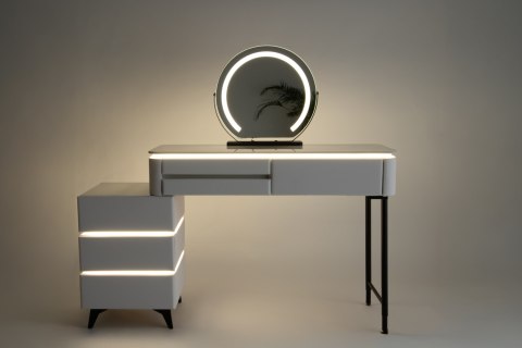 Toaletka kosmetyczna LED Marmurek/ Komplet mebli blat 80 cm Ana - kolor biały