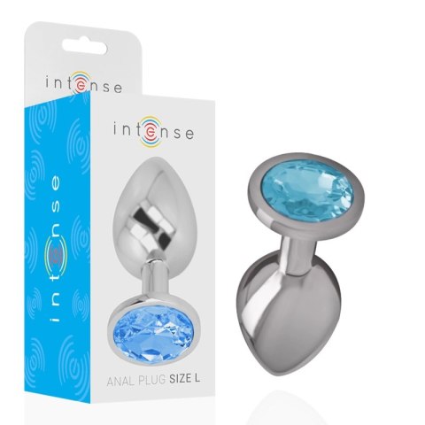 Intense Korek Metalowy L z Niebieskim Kryształem, Rozmiar L, 9 cm