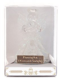 Aniołek szklany Pamiątka Pierwszej Komunii Świętej 6cm
