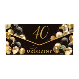 Koperta na 40 urodziny z dużą złoconą cyfrą - elegancki zestaw prezentowy nr.2