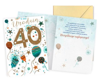 Karnet DK-1395 Urodziny 40 (balony, cyfry)