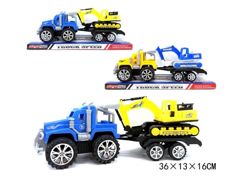 Auto laweta z koparką