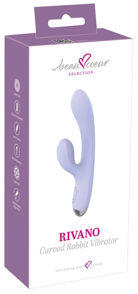 Beau coeur Rivano Curved Rabbit - silikonowy model z 2 silnikami, fioletowy