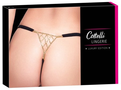 Cottelli LINGERIE Thong Rhinestones czarny S-L regulowany pasek