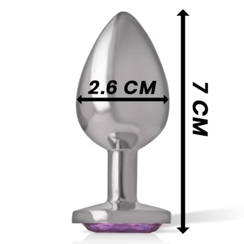 Intense Plug Metalowy S z Fioletowymi Kryształami, 7 cm, Aluminium