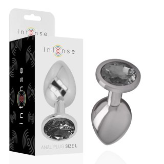 Intense Aluminium Plug L - Korek z czarnym szkłem, rozmiar L, metalowy