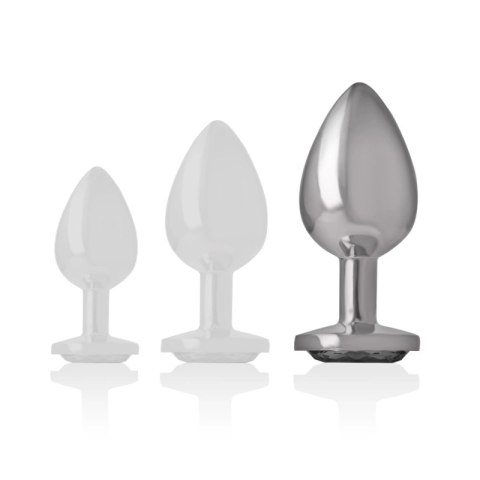Intense Aluminium Plug L - Korek z czarnym szkłem, rozmiar L, metalowy