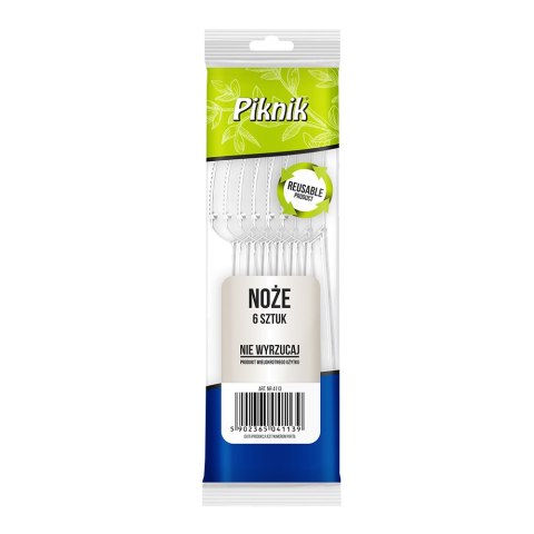 Nóż plastikowy 6szt wielokrotnego użytku AKU4113