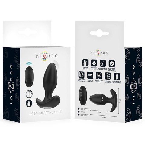 Intense Joey Plug anatomiczny 10 trybow, czarny, pilot bezprzewodowy