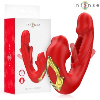 Intense Nathy Podwojny Wibrator Wielofunkcyjny USB Czerwony IPX7