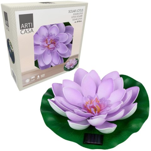 LAMPA SOLARNA LILIA WODNA 18CM FIOLET