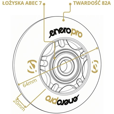 KÓŁKA DO ROLEK ENERO PRO PU 64 MM 4 SZT Z ŁOŻYSKAMI ABEC 7 LED