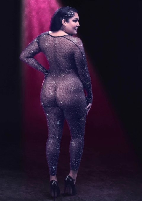 CalExotics Radiance Plus Size Bodystocking z siateczki z kryształkami 3XL
